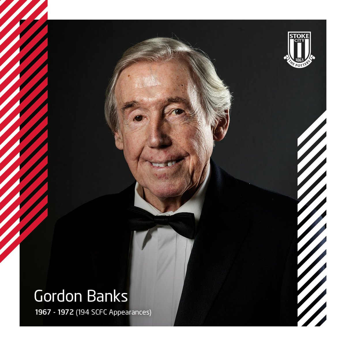 stokecity's tweet photo. 🎉 Happy birthday to England and Stoke City legend Gordon Banks who turns 81 today! 🎂

#SCFC 🔴⚪️ https://t.co/j8Gerp8MHx