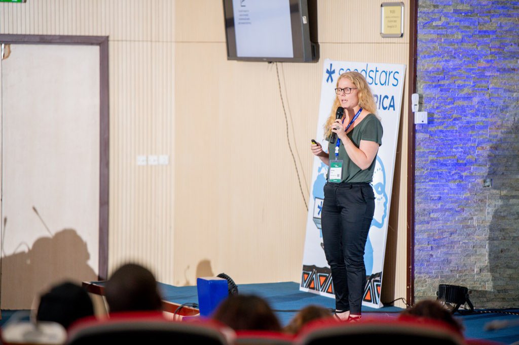 Seedstars's tweet photo. Benefactors from Rwanda and @OnlineBandim from Guinea Bissau followed with their own pitches. #SSWAfrica https://t.co/V4HlG9Htm0