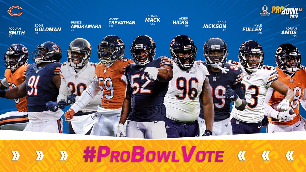 ChicagoBears's tweet image. 🗣THIS IS IT... your last chance to #ProBowlVote #DaBears!

1 RT = ✌️VOTES!
@jamsdans
@TarikCohen
@WhItehair76
@Mtrubisky10
@TreyBurton8
@charleslenojr72
@RoquanSmith1
@EddieGoldman
@PrinceAmukamara
@Grindin_59
@52Mack_ 
@The_Dream99
@EJackson_4
Kyle Fuller
@SmashAmos38