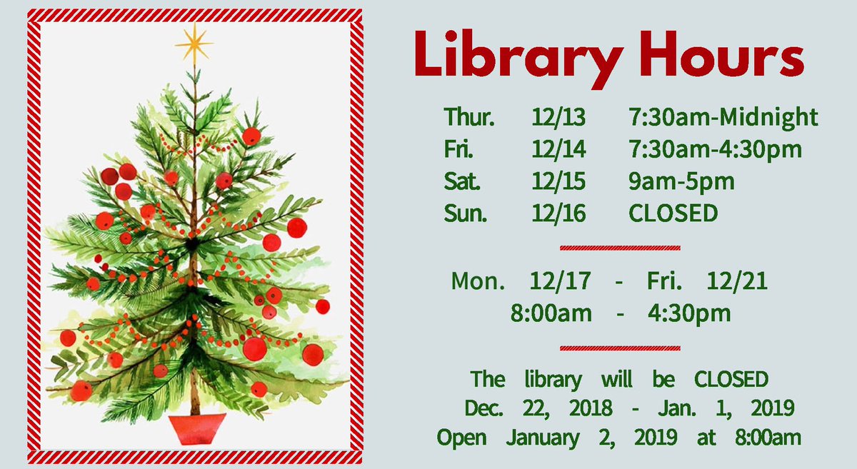 CaldwellULib's tweet photo. #JenningsLibrary #Holiday #Hours The answer to the most common question we get this time of year: https://t.co/wlmtCviAWZ