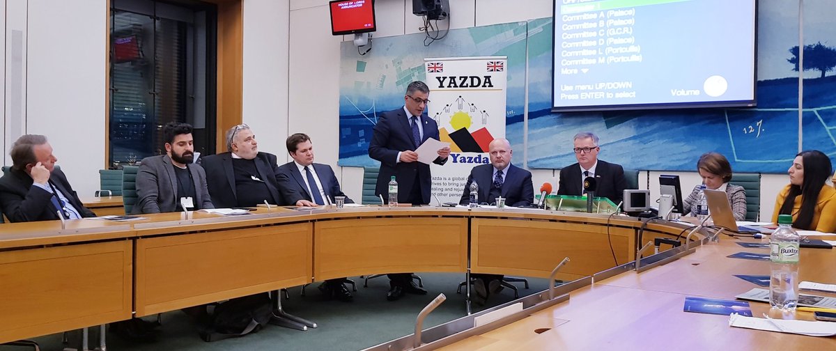 karwanTahir's tweet image. Honoured to address an event in the @HouseofCommons to launch new #APPG for #Yazidis celebrate #RojieEzi, &amp;amp; praise #NobelPeacePrize2018 Laureate #NadiaMurad. 

In good company with @BrendanOHaraSNP, Minister @RobertJenrick, Mr. Karim Khan QC of #UNITAD, @TRF CEO &amp;amp; @YazdaOrg