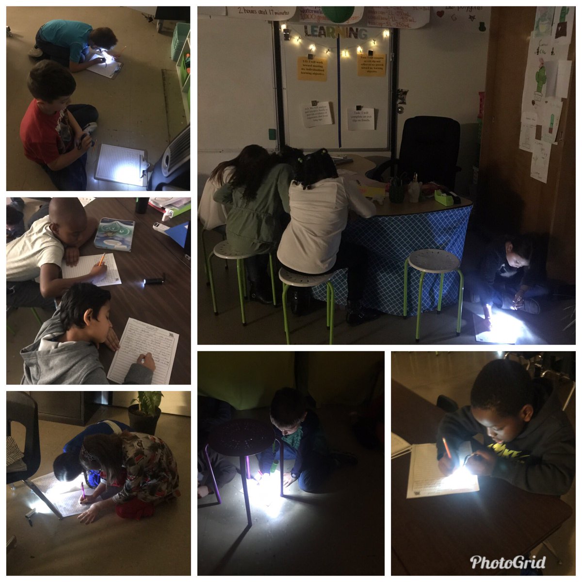 BarkerFinckCrew's tweet photo. Writing about fossils with some flashlights and music #BigRoomBigGoals #AdventuresInCoTeaching #WritingAboutScience #Fossils #ScienceIsFun @WheelerElem @JCPSScience @jcpsforward @CoachMeredith @KellyGraybeal @JCPSDL https://t.co/arFGOJ9upX