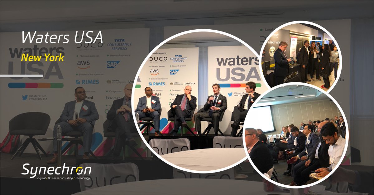Synechron's tweet photo. Looking back at a very successful @WatersTech #WATERSUSA in NYC. Robert Huntsman, @Synechron’s Head of Data Science, spoke about practical use cases of #DataScience and #AI for #FinServ and our newest #AI #DataScience Accelerators. https://t.co/HdmrZsSuM0 https://t.co/59DcHCVtG8