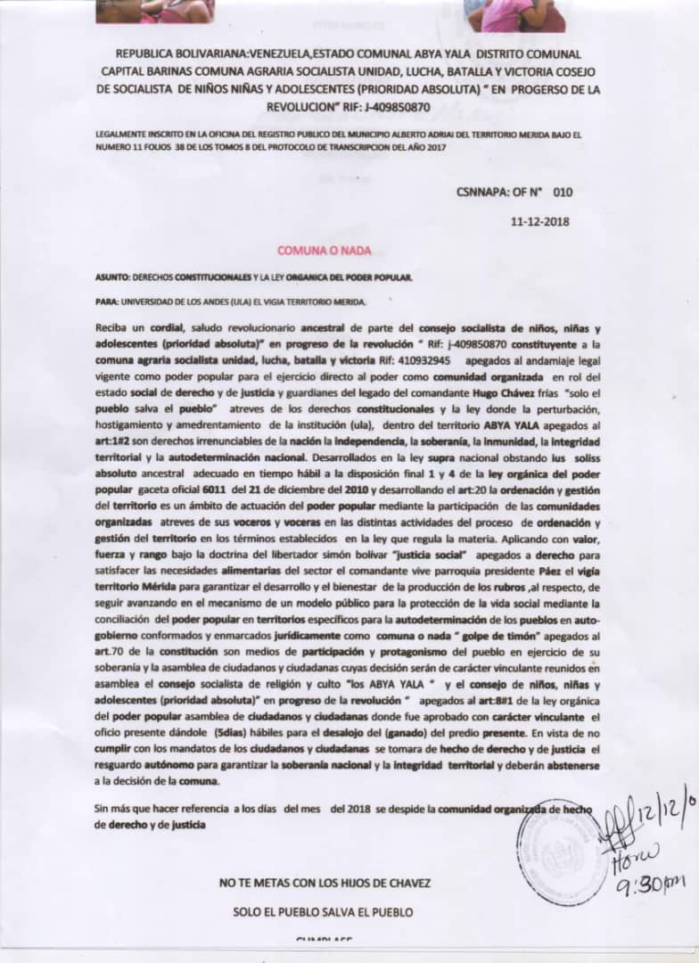 El atropello contra las instalaciones de la Finca Judibana de la <a href="/ULA_Venezuela/">Univ. de Los Andes</a> continúa. En informes anteriores denunciamos el efecto nocivo que esto tiene para la libertad académica.

aulaabiertavenezuela.org/index.php/info…

#DerechosUniversitarios