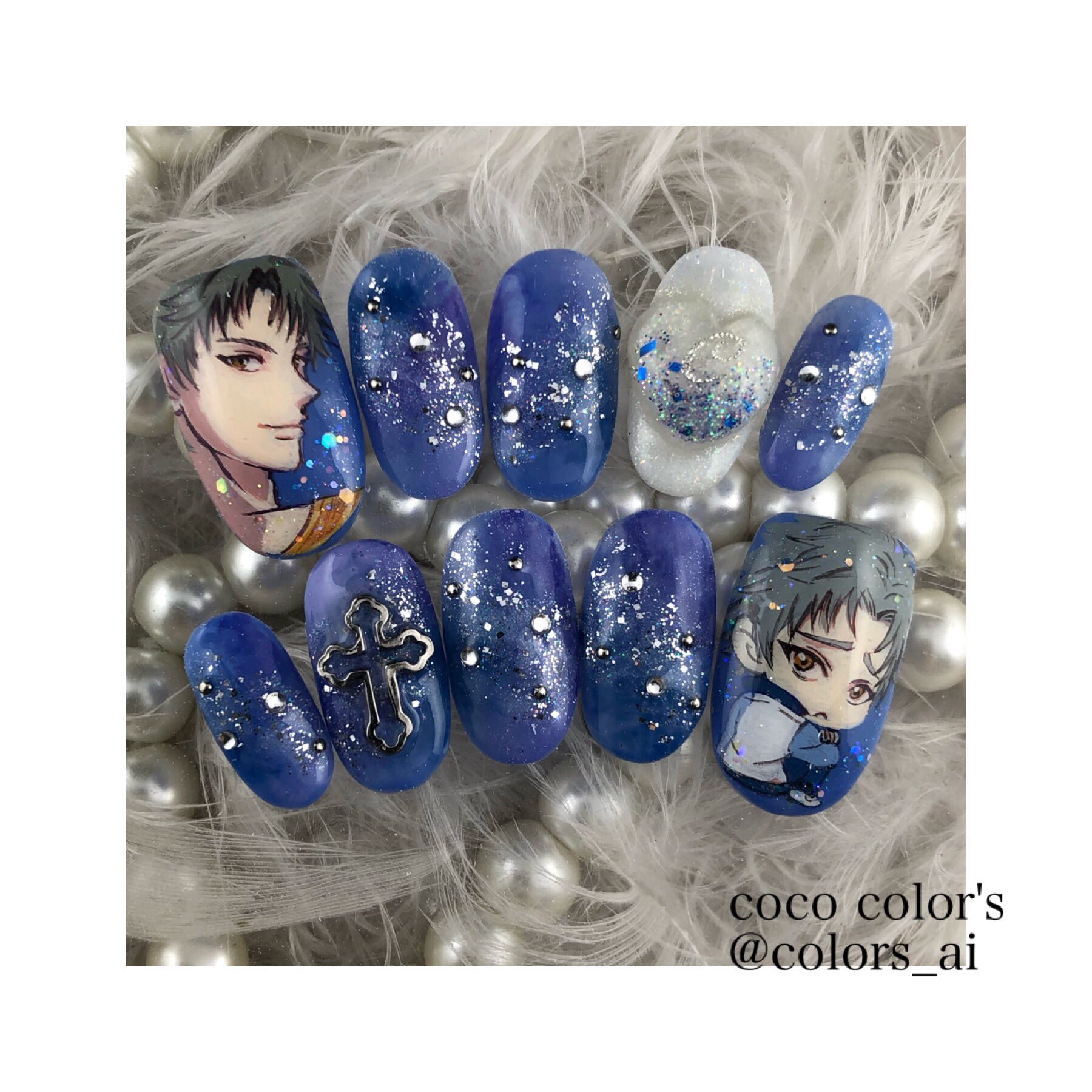 Color Sすずきあい Al Twitter お客様オーダー テニプリ鳳長太郎くん痛ネイル 夜空のモチーフでキラキラ 痛ネイル T Co Dequd4awbm Twitter