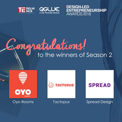 TiEDelhi's tweet photo. #TiEDelhiNCR congratulates all the winners of #QGlueDesignLedEntrepreneurship Awards Season 2 
#TGS3 #TiEGlobalSummit2018  
@oyorooms @tactopus_edu @spread_ooo https://t.co/NUJq7kYzYW