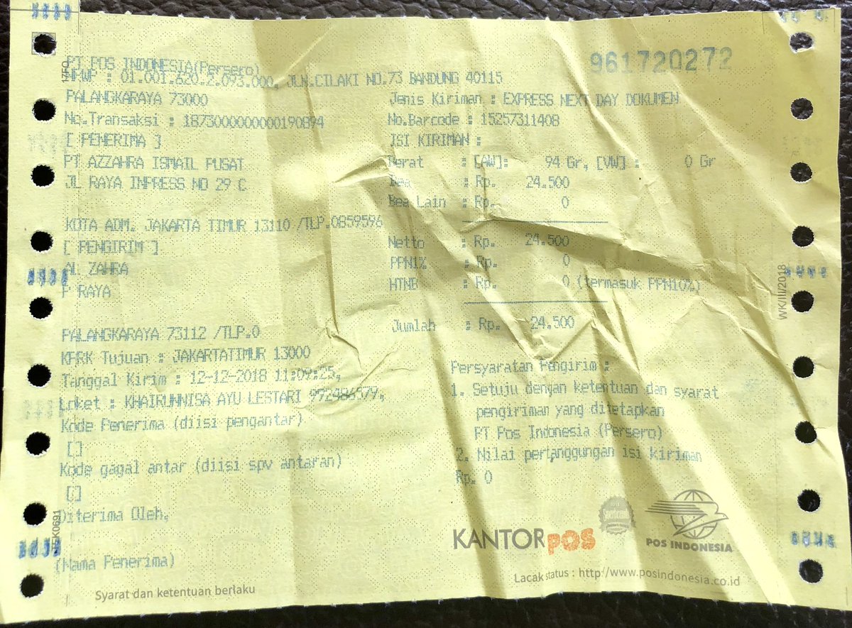 wikaryafd's tweet image. Dg YES=yakin esok sampai @JNECare paket br sy trima 3 hr kmdn. Kmrn krim via Pos Ekpress NexDay ke Jkt sore td sdh sampai. Utk itu mari beralih via pos spy Yakin Esok Sampai @KantorPosJKB @JunjungUji @KantorPos_Depok @YLKI_ID @KonsumenCerdas @MediaKonsumenID @TokopediaCare