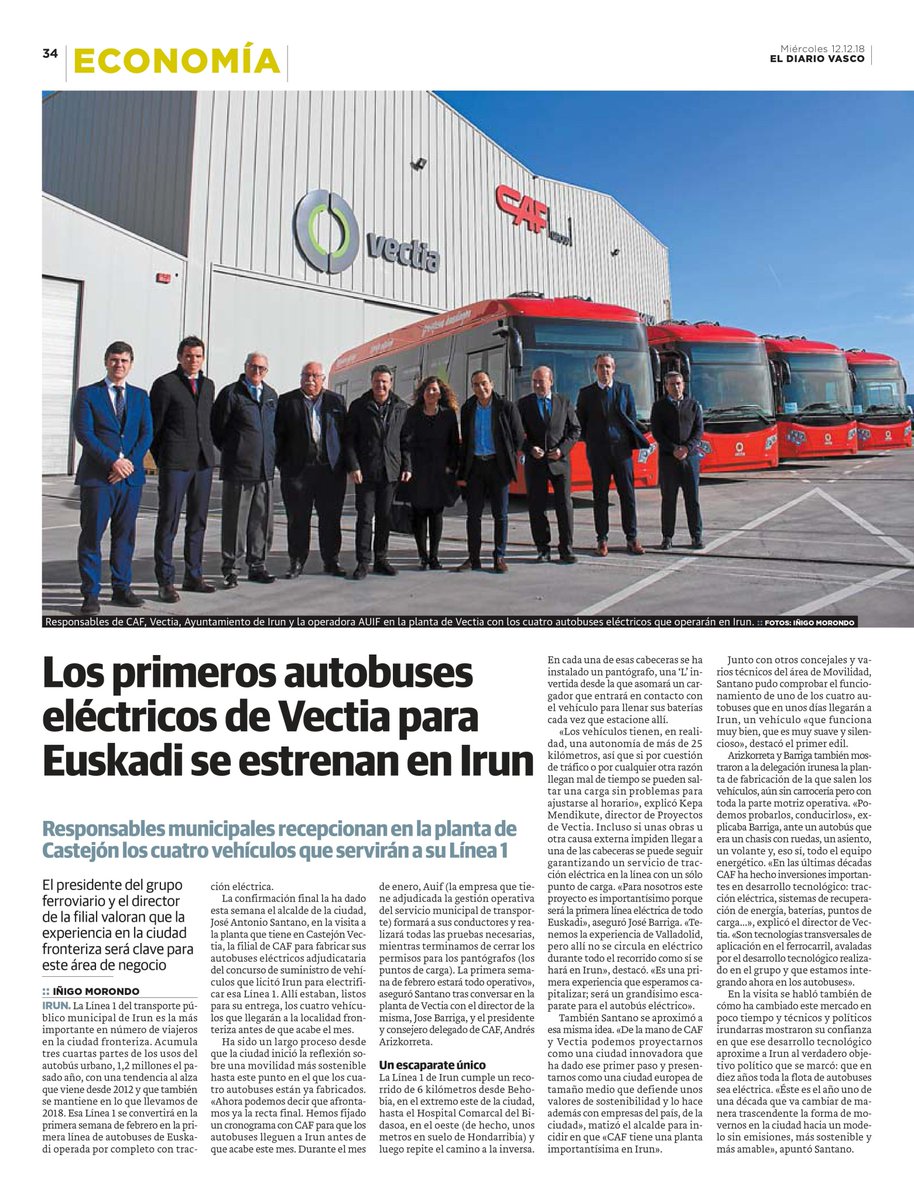 VectiaMobility's tweet photo. De la mano de #Vectia, Irún tendrá en breve buses eléctricos https://t.co/VHRrptnTs3