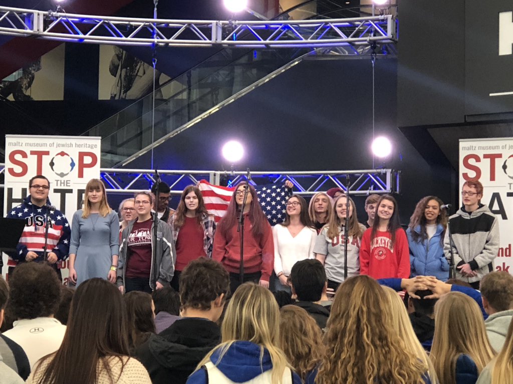 stopthehateUS's tweet image. We are still feeling the energy from yesterday’s #StopTheHate Youth Sing Out @rockhall with @ClevelandROAM - Now students can enter to win the essay writing contest: MaltzMuseum.org/STH