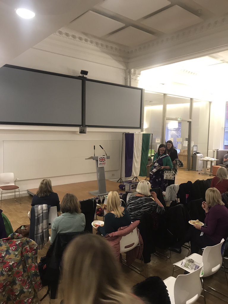 The room is filling up and the <a href="/SuffrageFlag/">SuffrageFlagRelay</a> is pride of place at the front 💜😊🎉 we’ll be tweeting thought today’s final event.... one last chance to #followtheflag 😢 #suffrageflagrelay <a href="/XgovCentenary/">Suffrage Centenary - Cross Gov</a>