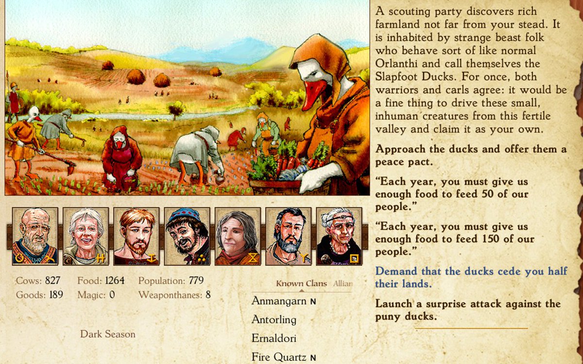 itchio's tweet image. King of Dragon Pass: Create your own epic saga of conflict, mythology and community! herocraft.itch.io/king-of-dragon… #indiegames