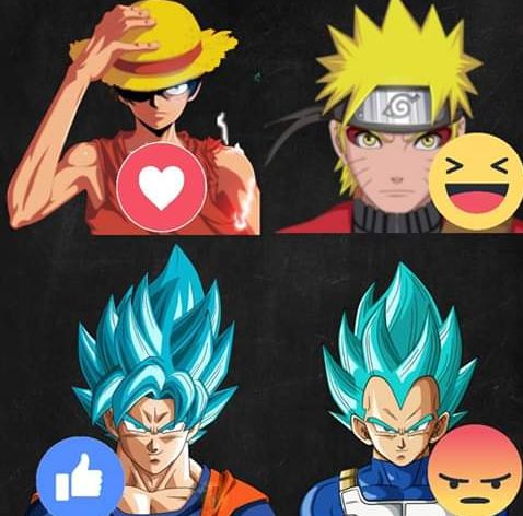 Who is the best character in
Anime ?
Luffy😁 
Naruto😀  
Goku😕 
Vegita😠