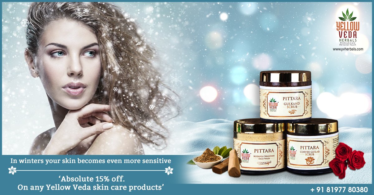 yvherbals's tweet photo. In winters your skin becomes even more sensitive. 'Absolute 15% off. On any Yellow Veda skin care products'.
#yellowvedaherbals #winter #skincare #skinsensitive #skincareproducts #naturalskinproducts #skinherbalproducts #facewach #beauty #cream #students #womens #cosemtics https://t.co/oBVbDexe3q