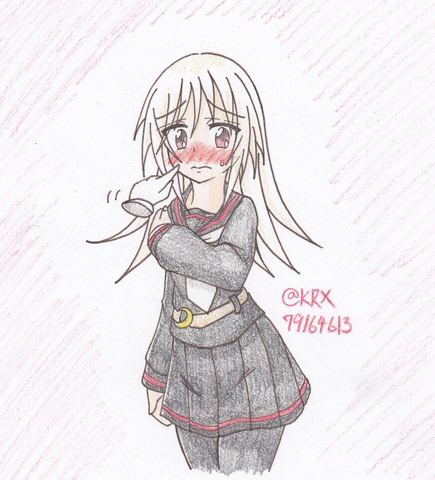 #艦これ版深夜の真剣お絵描き60分一本勝負
#艦これ版真剣お絵描き60分一本勝負_20181213
#菊月
「うぅ、なんなのさ・・・」 