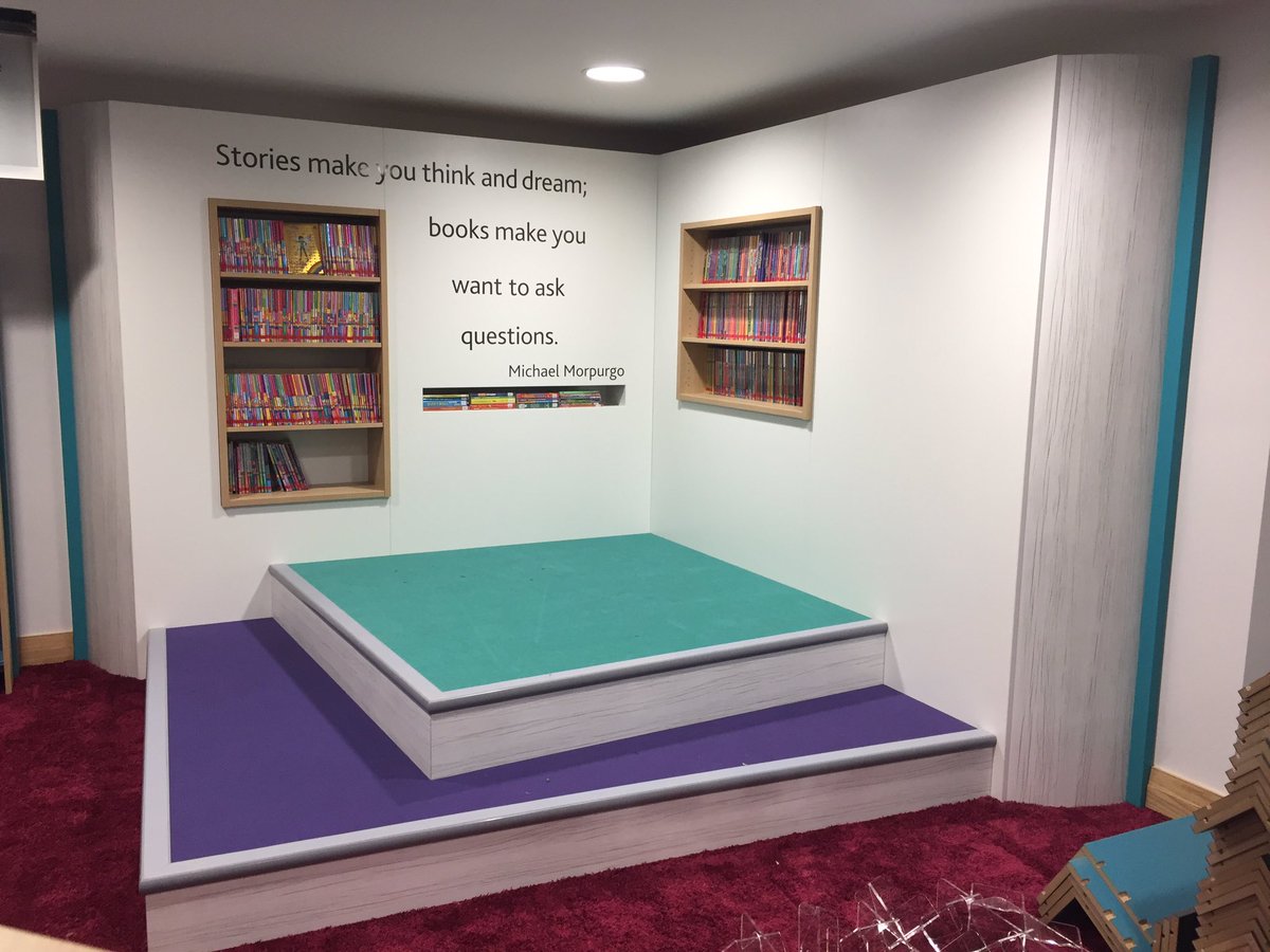 OpeningTheBook's tweet image. Brilliant Michael Morpurgo quote just fitted to our Big Book feature unit at Lichfield library.  Looking great! @StaffsLibraries @CV_Graphics @MichaelMorpurg0 #LichfieldLibrary #lichfield #libraries