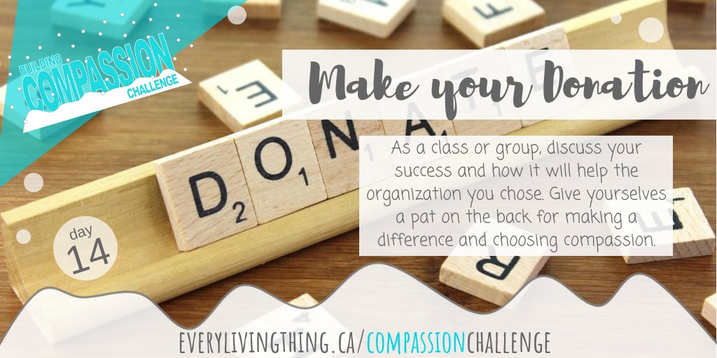 evrylivingthing's tweet image. Building Compassion Challenge Day 14: Make your Donation!
#compassionchallenge everylivingthing.ca/event/kindness…