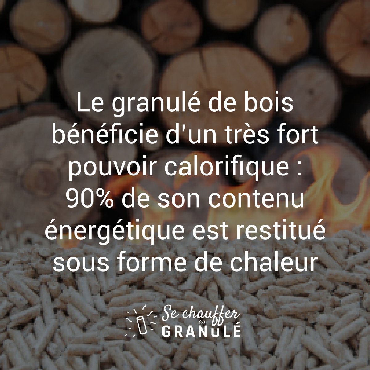 Le Saviez-vous ? Le granulé de bois bénéficie d'un très fort pouvoir calorifique : 90% de son contenu énergétique est restitué sous forme de chaleur.
Pour en savoir plus : bit.ly/2QtjYpP