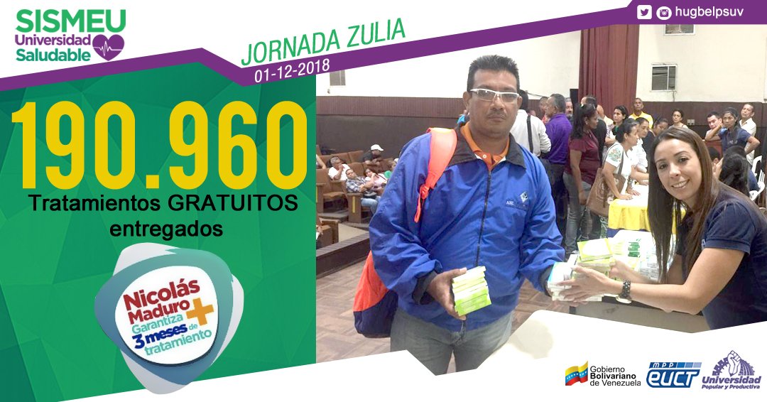 SISMEU_OFICIAL's tweet photo. #SismeuProtegeAlPueblo| 190.960 tratamientos médicos fueron entregados a trabajadores universitarios del estado #Zulia en una jornada de salud realizada por el @SISMEU_OFICIAL y el esfuerzo del Pdte.@NicolasMaduro https://t.co/QUhMURrToK