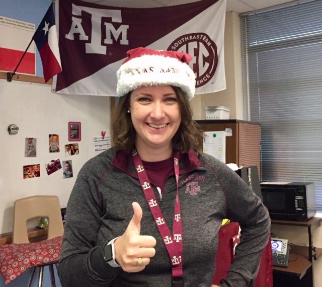 kellieadams07's tweet photo. Teacher holiday dress up day: NYE attire! #GigEm #TaxSlayerGatorBowl #BTHOncstate #Whoop #BroncoGameStrong https://t.co/RdIDX79b3J