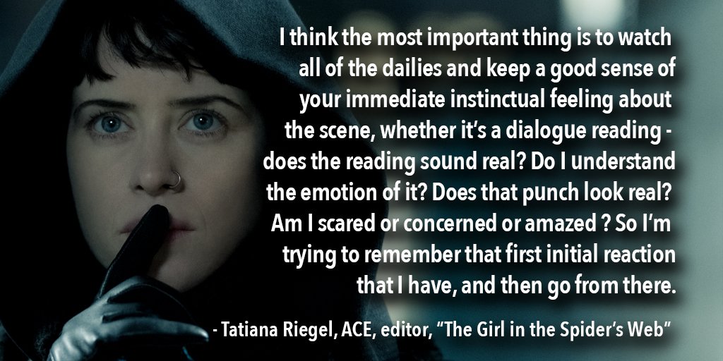 SteveHullfish's tweet photo. Tatiana Riegel, ACE, Oscar-nominated editor, discussing "The Girl in the Spider's Web." https://t.co/a1H4g6DT6g . @ACEFilmEditors https://t.co/RgIn5Rbfqr