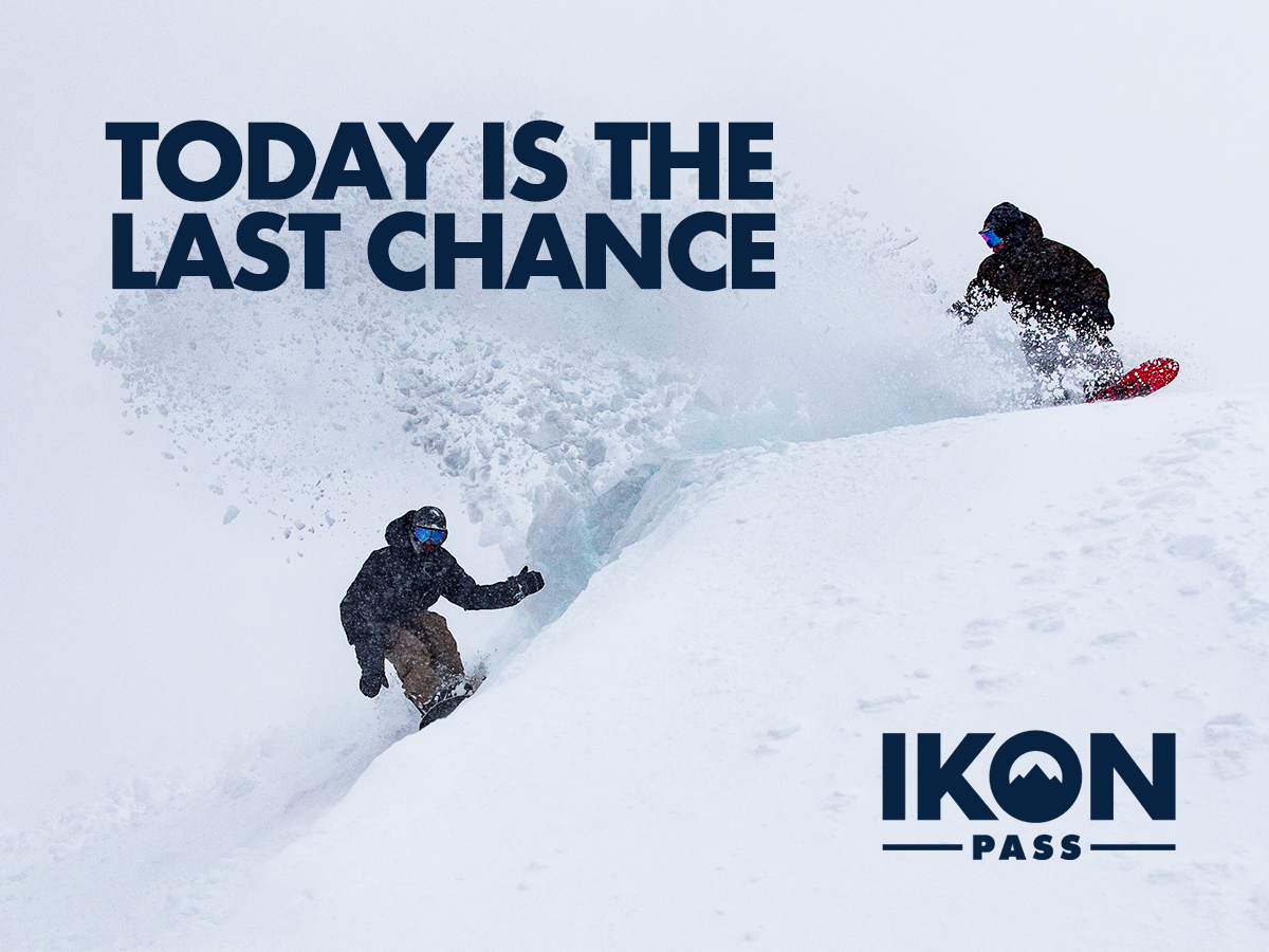 IkonPass's tweet photo. Today is the last day to buy an @IkonPass for Winter 18/19. Drop into winter and unlock adventure: https://t.co/Cu7hXYthjy #IkonPass https://t.co/SgX4vDRQ5P
