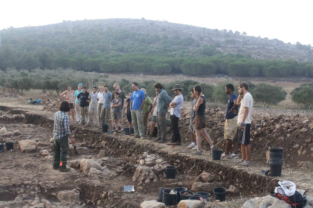 ymrowan's tweet photo. TBT-@orientalinst excavates at Marj Rabba, Galilee Chalcolithic site @GalilPrehistory (left) area field tour led by @achiii w students from Rowe Clark Math & Sci @BeNobleSchools & Metcalf interns from @UChicagoCollege; (rt) processing finds w @mokersel #archaeology #somanyrocks https://t.co/UZPaVHdlSz