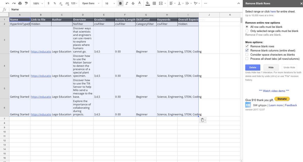 GSuiteHelp's tweet photo. By far one of the most useful @google Sheets Add-ons!
Easily remove all of those extra rows and columns!
https://t.co/xARUAnaEUx
#onted #GoogleEDU https://t.co/aHXDi8szil