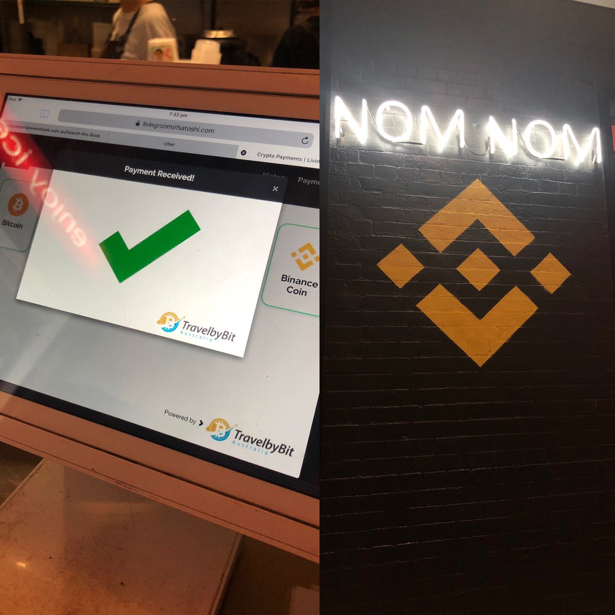 aliciamitchelia's tweet image. Great night at the #binancebrisbane meetup! Thank you @TravelbyBit for hosting. Made my first retail crypto purchase at nom nom bao for a delicious dinner.