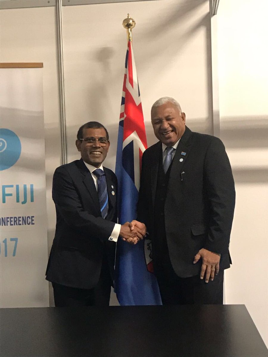 It was a pleasure to meet with Prime Minister Bainimarama of Fiji to discuss cooperation among Island States to protect people's human and economic rights, and sovereign land through biological adaptation strategies and investment in clean energy.