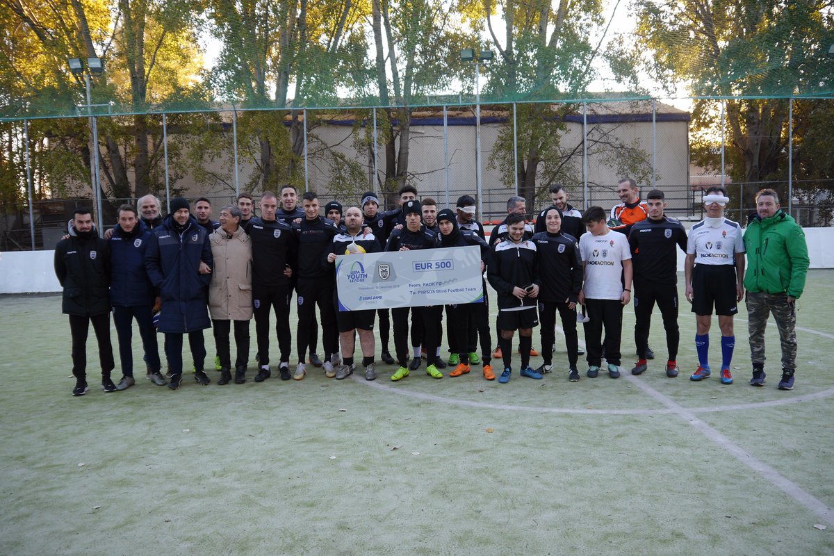 #PAOKu19 participates in solidarity project of @UEFAYouthLeague and supports blind football team "Pyrsos" #PAOKAction #EqualGame #Respect #MoreThanFootball
