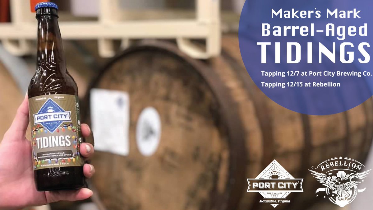 Tonight! The PCBC team will be at <a href="/rebelliondc/">Rebellion DC</a> enjoying some Tidings Ale aged in Makers Mark Barrels. Join us to try some of this limited edition beer while it lasts 🍻