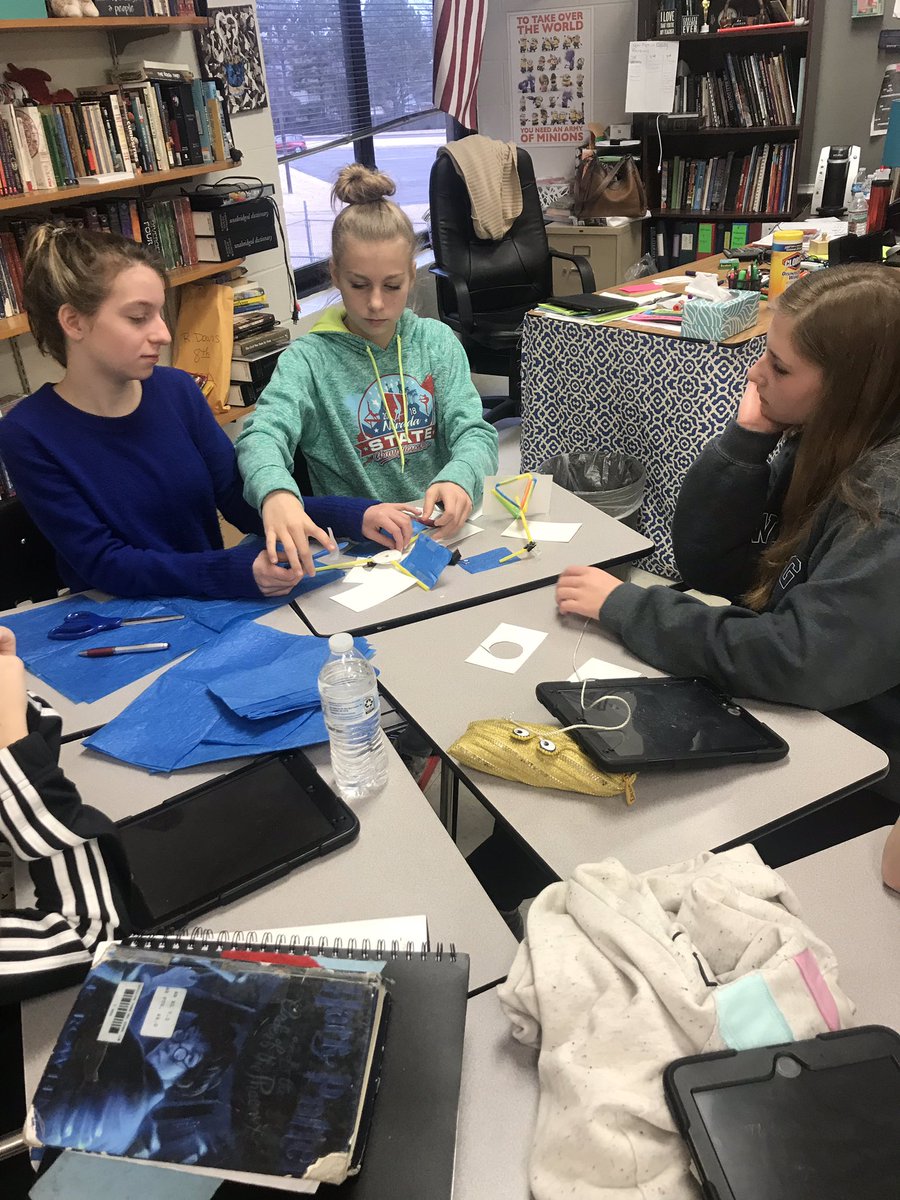 's tweet image. STEM meets Animal Farm in English 1 Honors #WindmillChallenge.