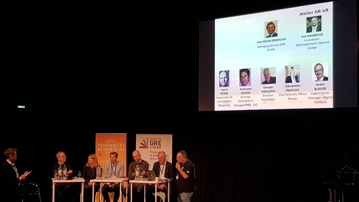 MichaelSchyns's tweet photo. @LgGRE @EricHaubruge @UniversiteLiege et JM Demoulin @EONRealityInc font le point sur la Réalité Virtuelle avec un panel d'experts. État de l'art en Wallonie.  #digitalwallonia https://t.co/DJ6G0jAvcI