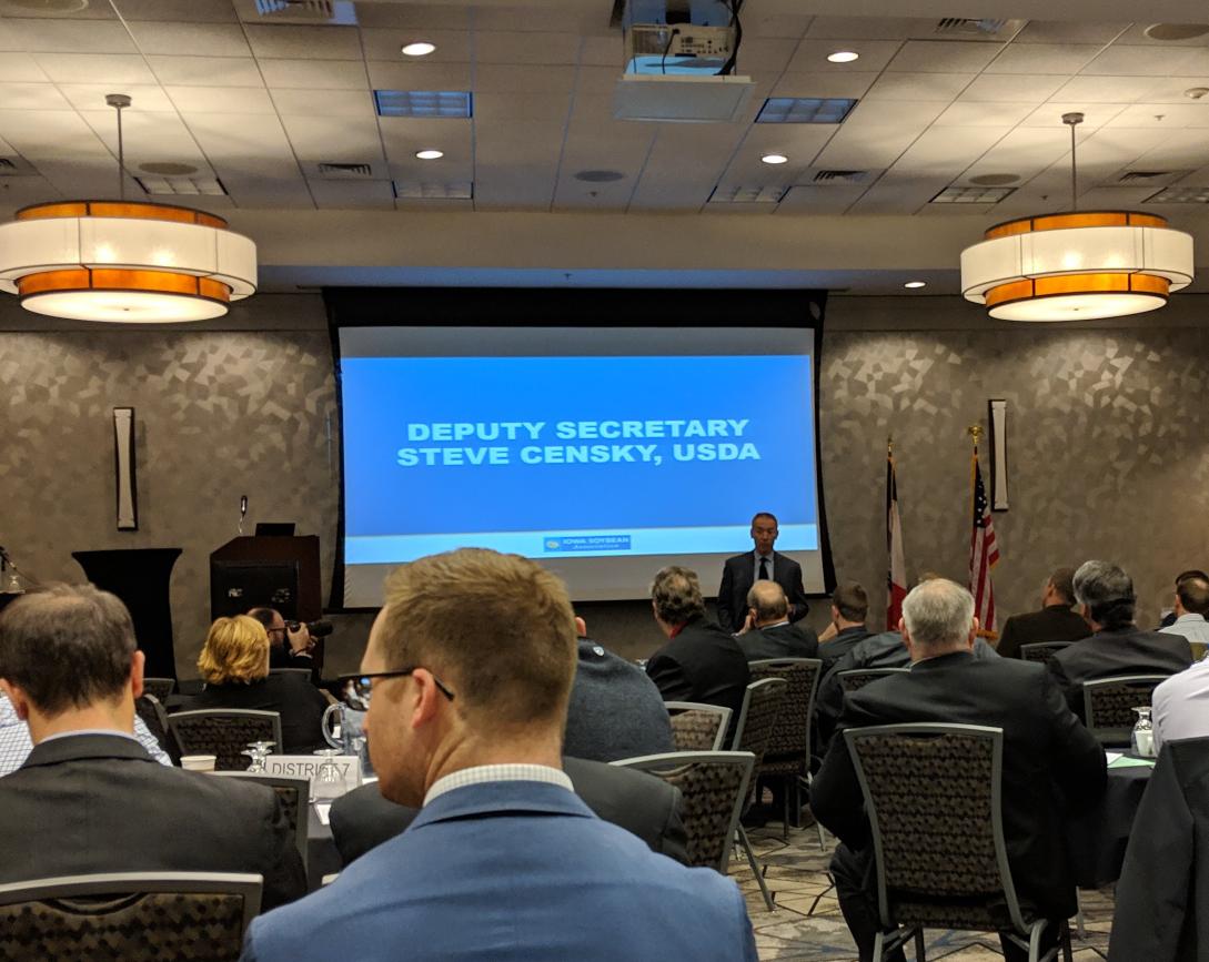 HNHenke's tweet photo. @USDA Deputy Sec. Steve Censky: We are advocating that 2nd MFP payments need to be made. Hoping for announcement very soon. @IowaSoybeans Policy Conference https://t.co/TfIiwachRE