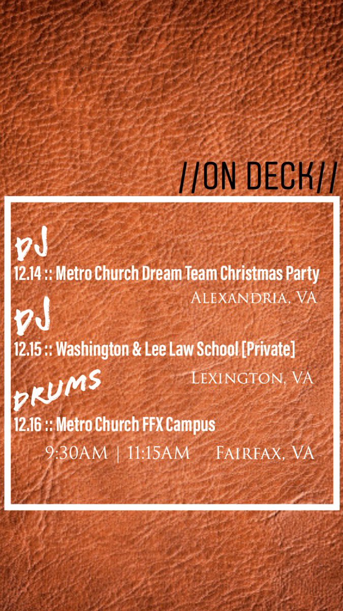 On Deck this Weekend!