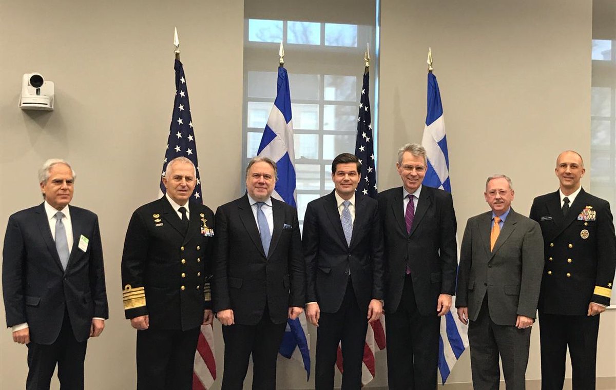 GreeceMFA's tweet photo. #Washington: Opening of 1st 🇬🇷🇺🇸 Strategic Dialogue! Alt. FM G. Katrougalos @gkatr & Greek delegation received at @USIP by US Assistant Secretary of State #WessMitchell / Έναρξη 1ου Στρατηγικού Διαλόγου 🇬🇷🇺🇸! Υποδοχή από τον Βοηθό Υπουργό Εξωτερικών ΗΠΑ W.Mitchell στην Ουάσιγκτον https://t.co/HkhYtEnBsp