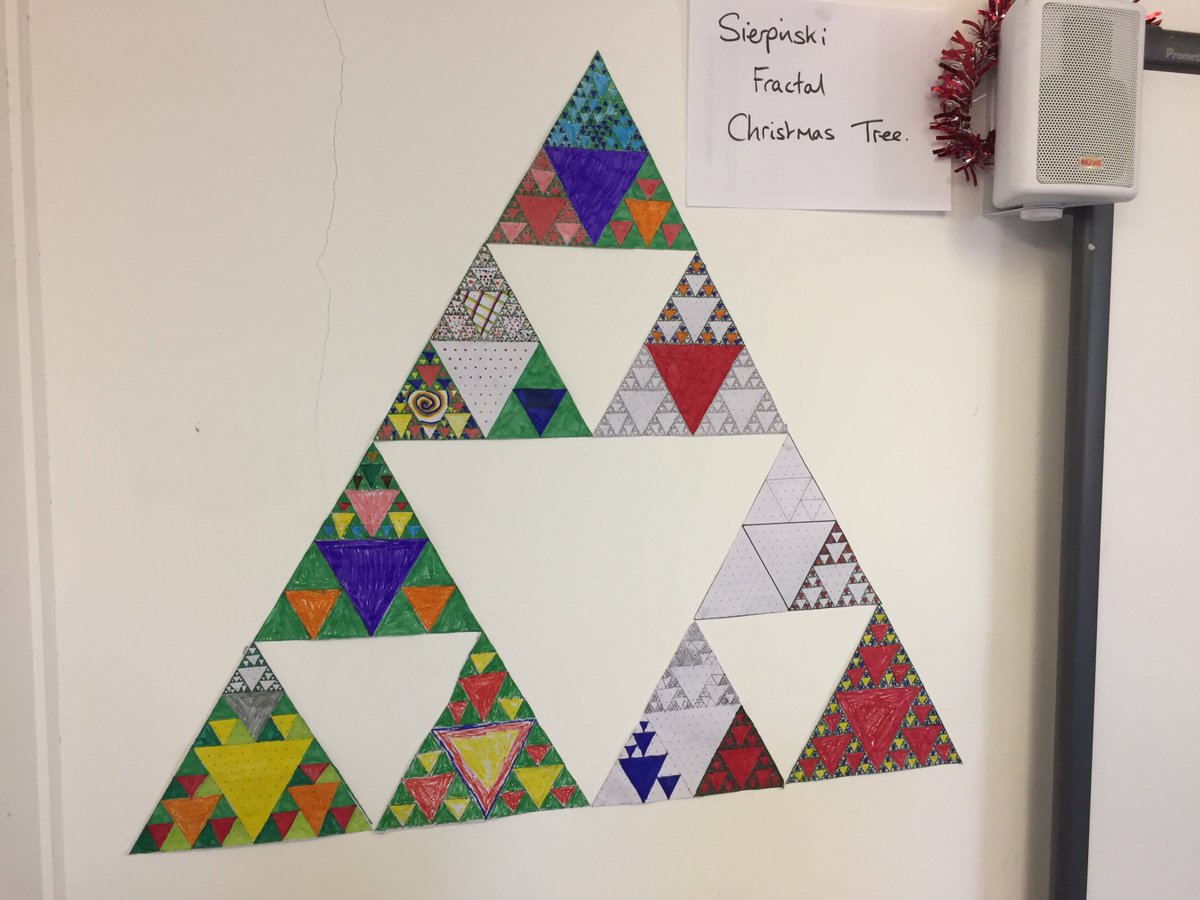 BansteadPrep's tweet photo. #Y6 are still working hard, exploring fractals right to the end of term! After some lovely #Koch Snowflakes, we made a Christmas tree using #Sierpinski’s Triangle #BPS_Maths #EducationwithCharacter https://t.co/rxYLfFCzIM