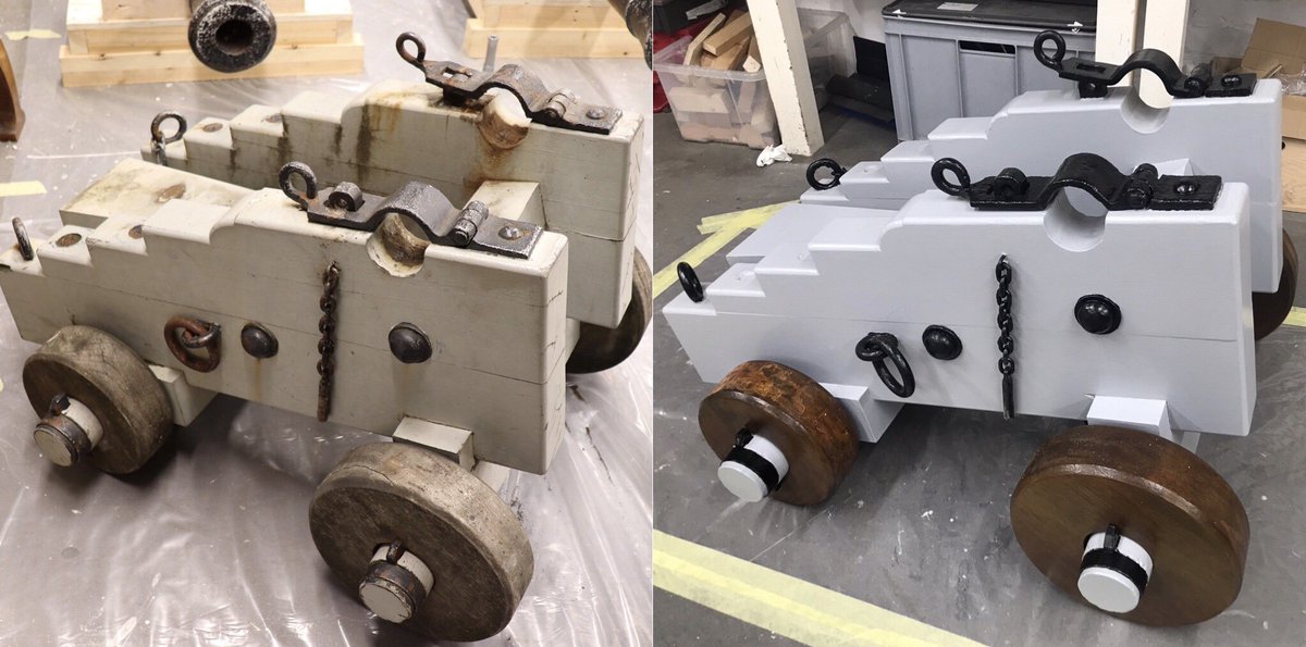 HullMaritime's tweet photo. Here are some before and after pictures of the work conservator Philippa and volunteers have been doing on the historic cannons from Queen Victoria Square. Keep your eyes peeled for the cannons returning to their home outside Maritime Museum early next year! #HullYMC https://t.co/vriV4RGTKo