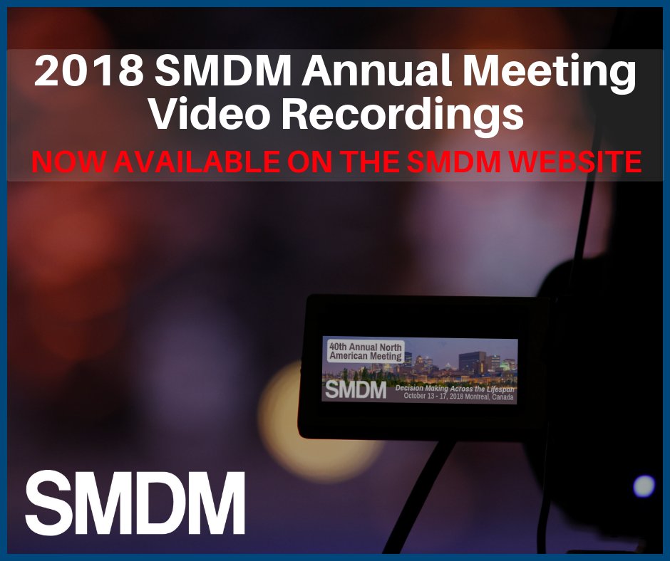 socmdm's tweet photo. Want to relive #SMDM18?
Watch video recordings from select Annual Meeting Sessions on the SMDM website! → https://t.co/nJezj3FsOa
#PatientsIncluded #MedicalDecisionMaking #SharedDecisionMaking #HealthDisparities https://t.co/Q3hA0R4V7x