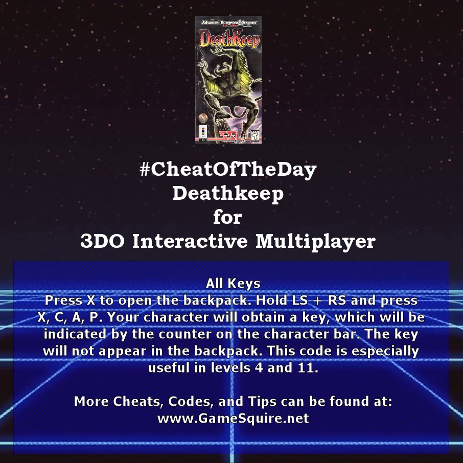 GameSquire's tweet image. #CheatOfTheDay #Deathkeep #AllKeys #3DOInteractiveMultiplayer instagram.com/p/BrVUewaFreT/ #AdvancedDungeonsAndDragons #AdvancedDungeonsAndDragonsDeathkeep #LionEntertainment #StrategicSimulations #3DO #InstaRetroGaming #InstaClassicGaming #Gaming #GamersLife #GamerLife #GamersUnite