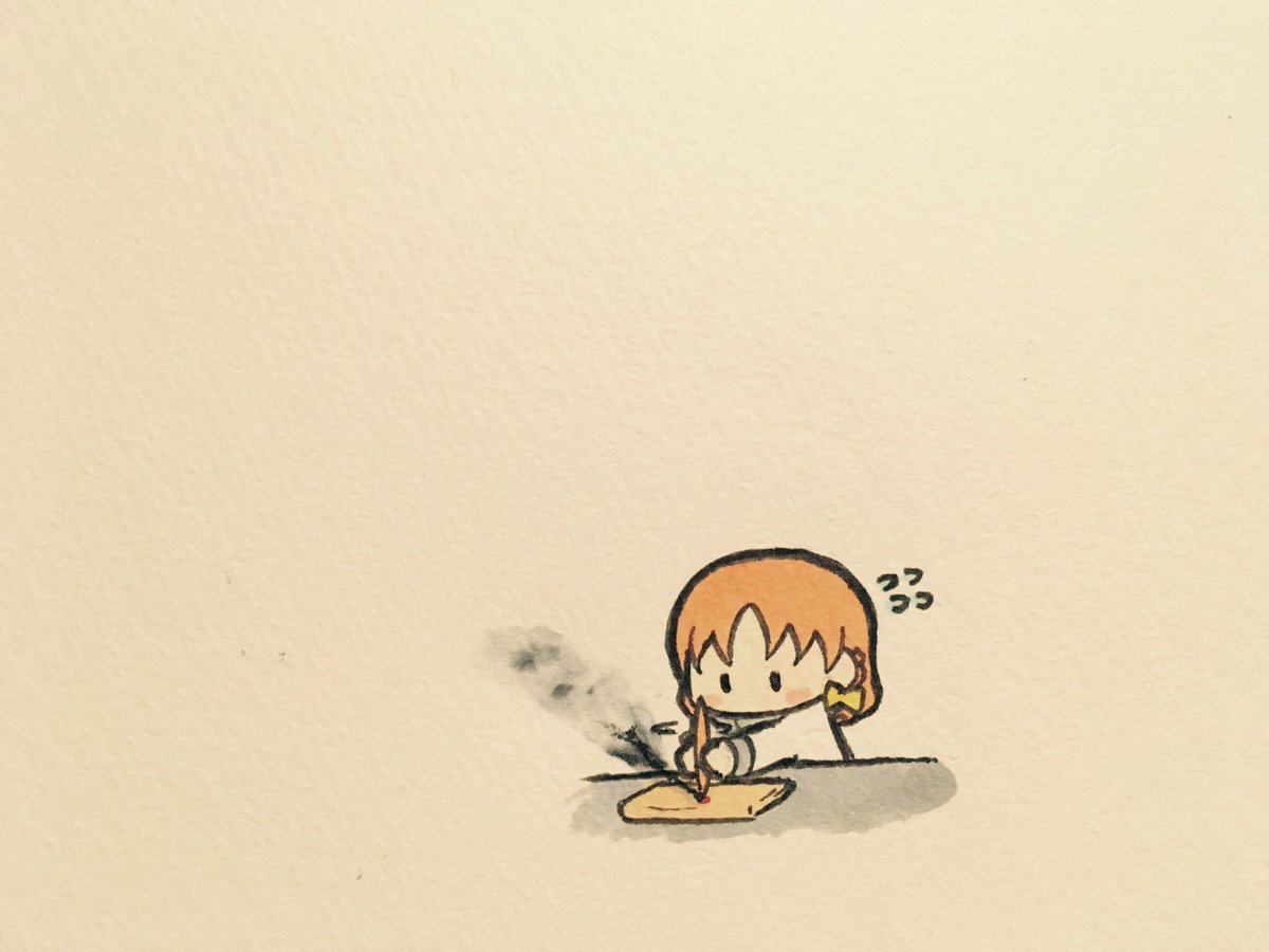 takami chika 1girl solo flying sweatdrops orange hair chibi bow simple background  illustration images