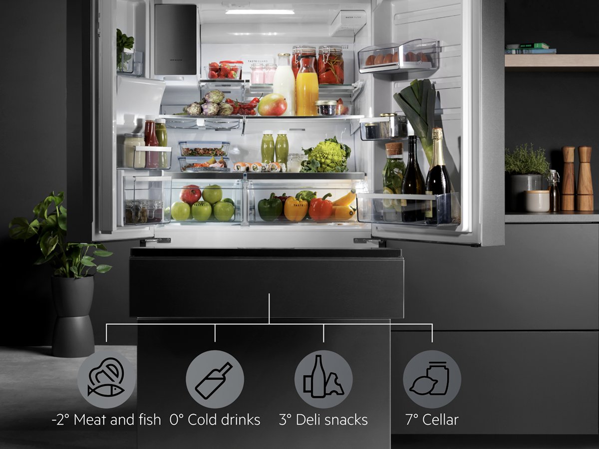 Wist je dat... de temperatuur in de koelkast verschilt? Vlees en vis bewaar je daarom het beste onderin om bederven te voorkomen. De groentelade is juist iets warmer; dit voorkomt beschadiging door de kou! 
Meer tips over de koelkast indeling vind je via ☛aeg.nl/inspiratie/koe…