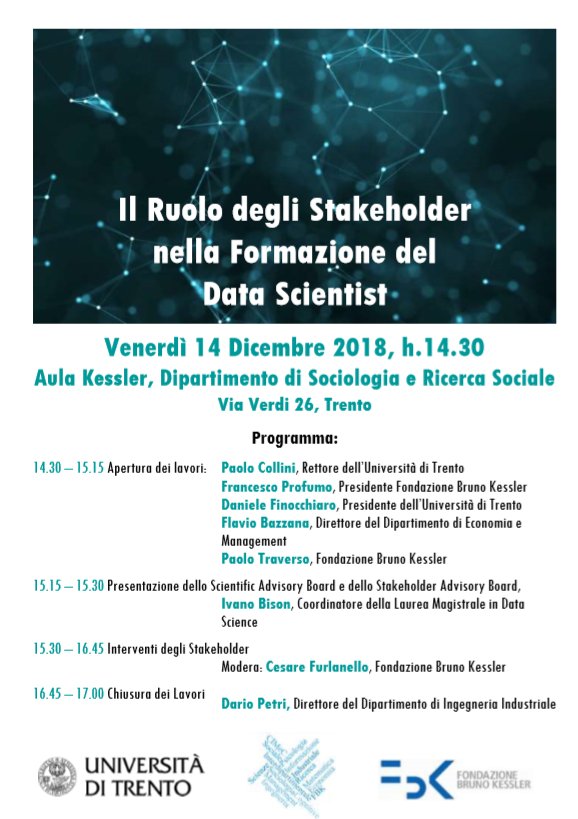 Data Science @UniTrento (@ds_unitn) on Twitter photo Tomorrow, at 2.30pm, meet us at the event "The Role of Stakeholders in the Education of Data Scientists" - Aula Kessler, Department of Sociology and Social Research, University of Trento #datascience #stakeholders #MScDataScience <a href="/UniTrento/">Università di Trento</a> @FBKcom Tomorrow, at 2.30pm, meet us at the event "The Role of Stakeholders in the Education of Data Scientists" - Aula Kessler, Department of Sociology and Social Research, University of Trento #datascience #stakeholders #MScDataScience <a href="/UniTrento/">Università di Trento</a> @FBKcom
