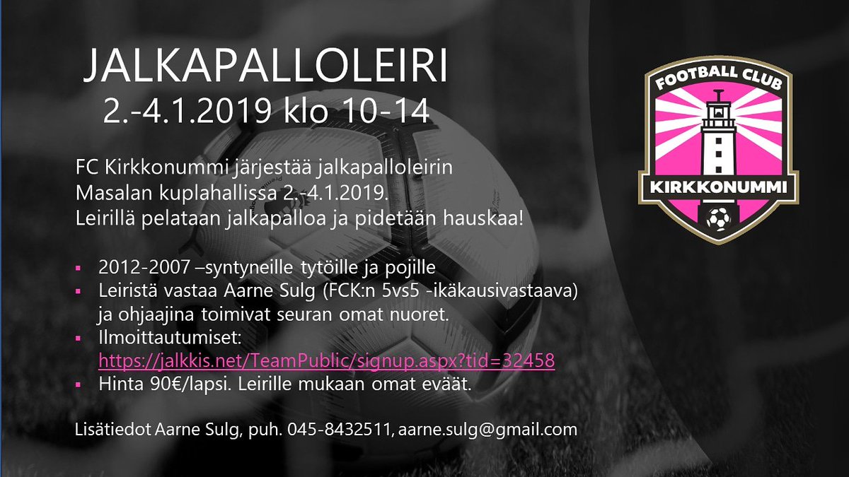 Jalkapalloleiri Uuden Vuoden jälkeen 2012-2007 - ikäluokille. #futisleiri #fckirkkonummi #jalkapallo #futis #Kirkkonummi #nuorisoliikkuu #lastenliikunta