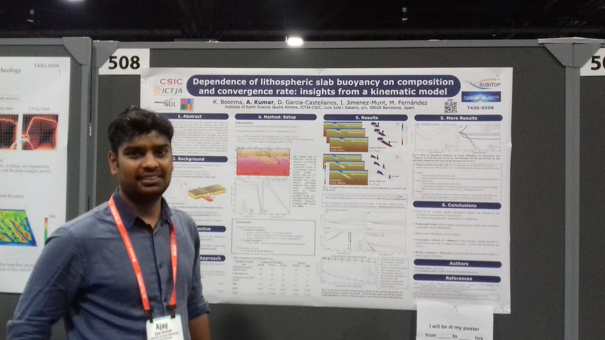 Lav1608's tweet photo. interested in #lithospheric modelling? in crust/mantle density, temperature, slab velocity or mantle composition? @ajay6763 is presenting two posters today on it!! working hard here in #AGU18 @ICTJA_CSIC @kitboonma https://t.co/3IhqqAr1eL