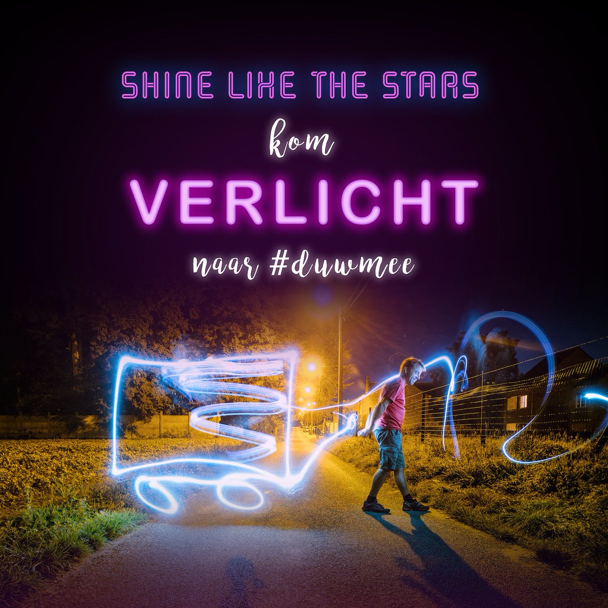 Shine like the stars! 
De #duwmee vrijwilligers dagen jullie uit.   Omdat wij jullie zo graag zien op de wandeling, vragen wij jullie allemaal om verlicht naar #duwmee te komen! 

#dewarmsteweek #mfl