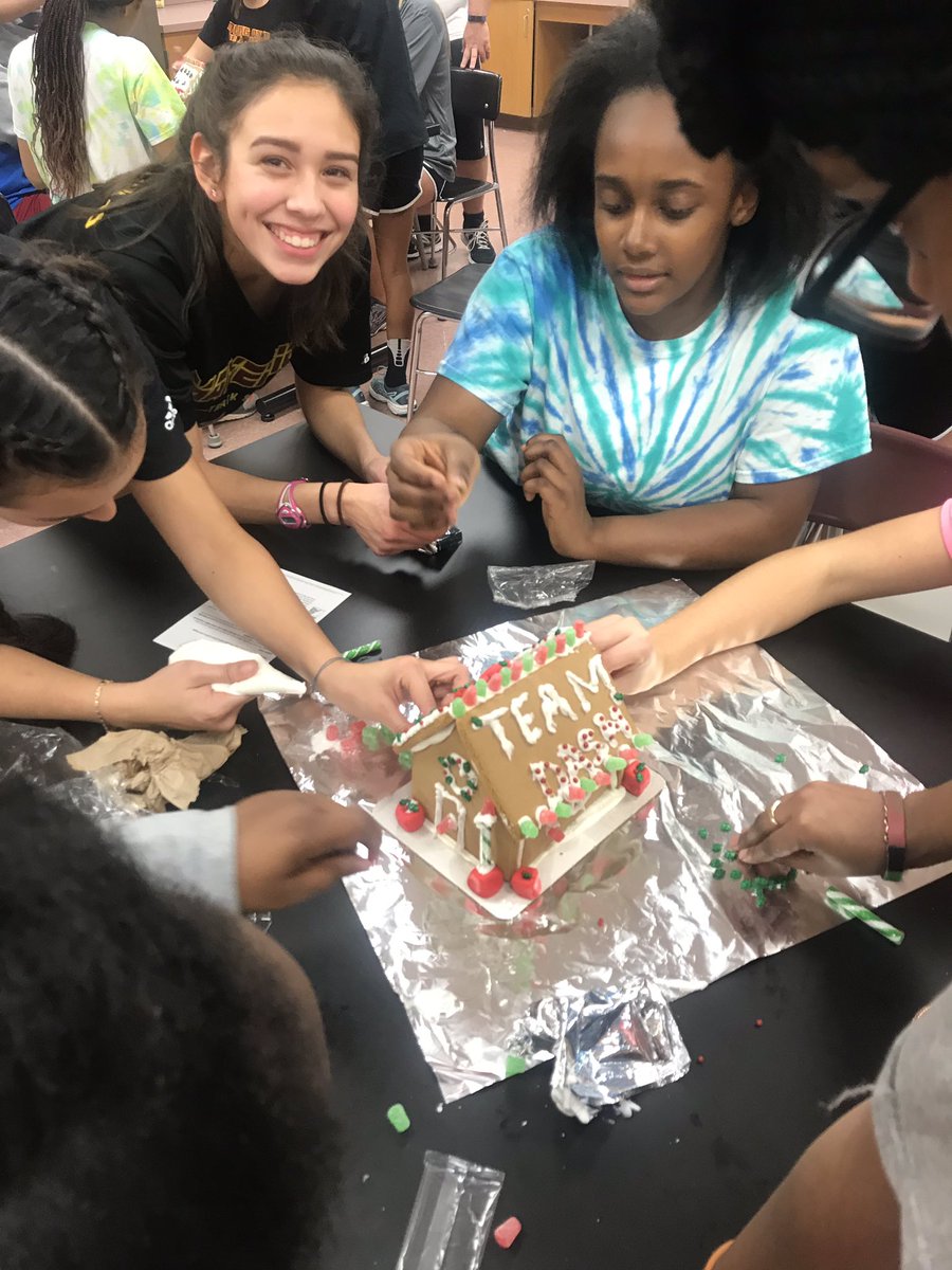 LadyMavsTandF's tweet photo. Track has a lot of events already, but today we added Gingerbread House Decorating to our conditioning! #holidayteamwork https://t.co/1qyaT2JgaC
