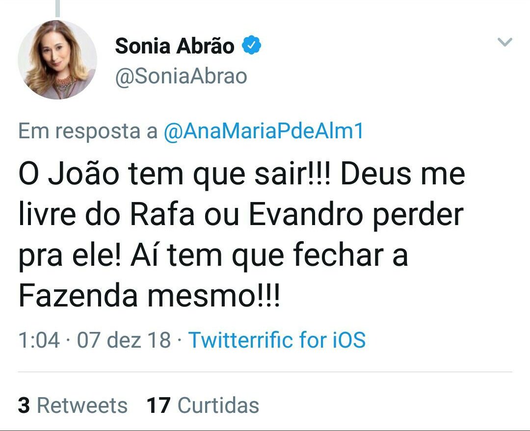 Quem top participar de um mutirão só pra tombar Sônia Caixão, só pelo q ela disse de NoPau!?!
Mandem 50 votinhos pela dm...
#NoPau #FicaJoao #JoãoCampeão