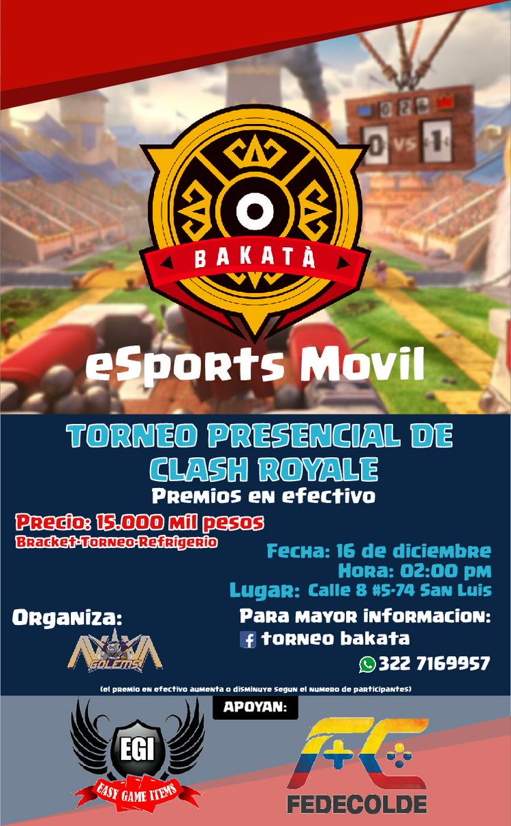 Aviso informativo 

Atención 

Tenemos que informar un cambio de dirección del evento presencial de San José de Cucuta 

Nueva dirección, Calle 8 #5-74 , San Luis 

Recuerda preincribirte !!!

Apoyan <a href="/easygameitems/">EasyGameItems</a> <a href="/fedecoldeNal/">Federación Colombiana de Deportes Electrónicos</a>