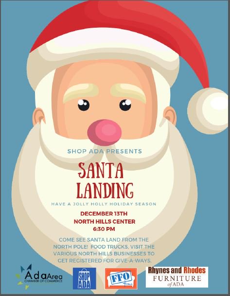 City Of Ada Ok On Twitter The Santa Landing Is Tonight Rain Or